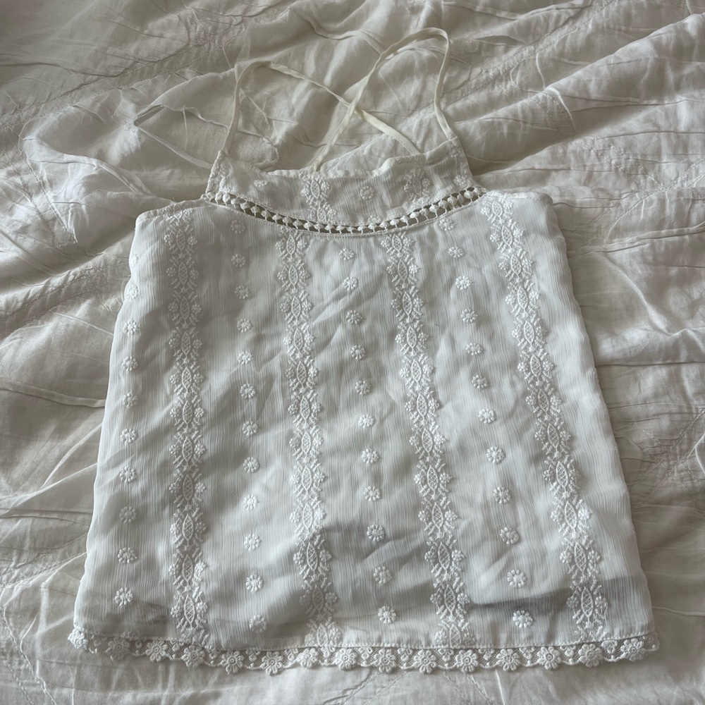 Forever 21 white tank spaghetti strap floral top